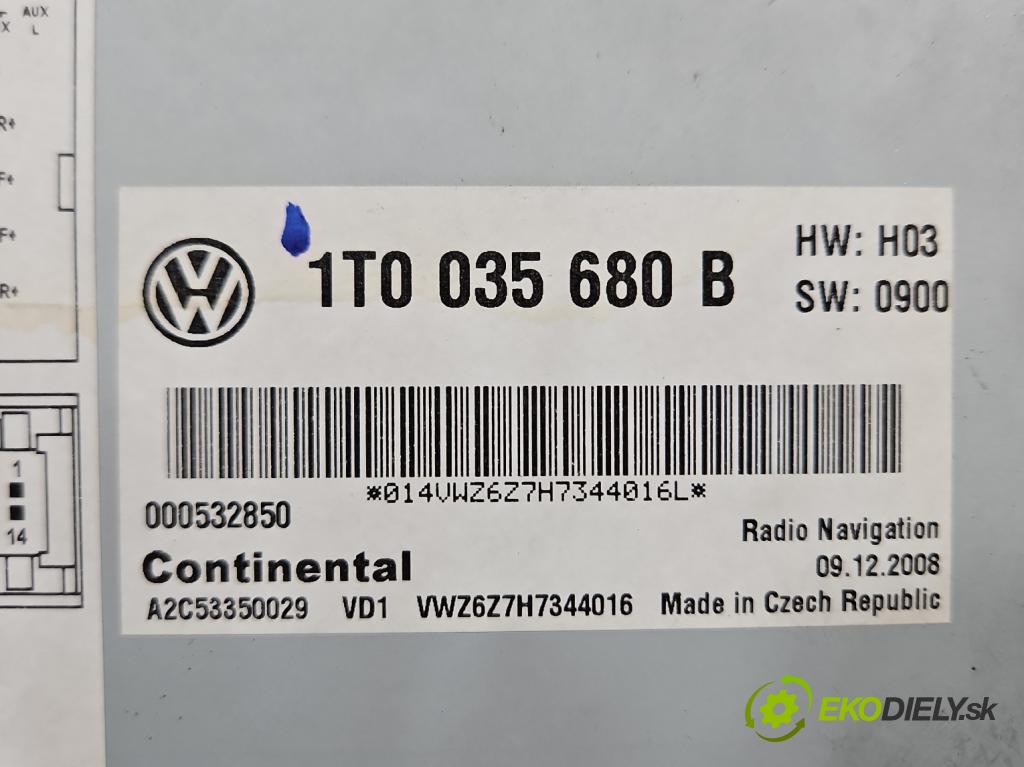 Vw Passat CC 2008-2016 2.0 tdi 170 HP manual 125 kW 1968 cm3 4- Radio originál 1T0035680B