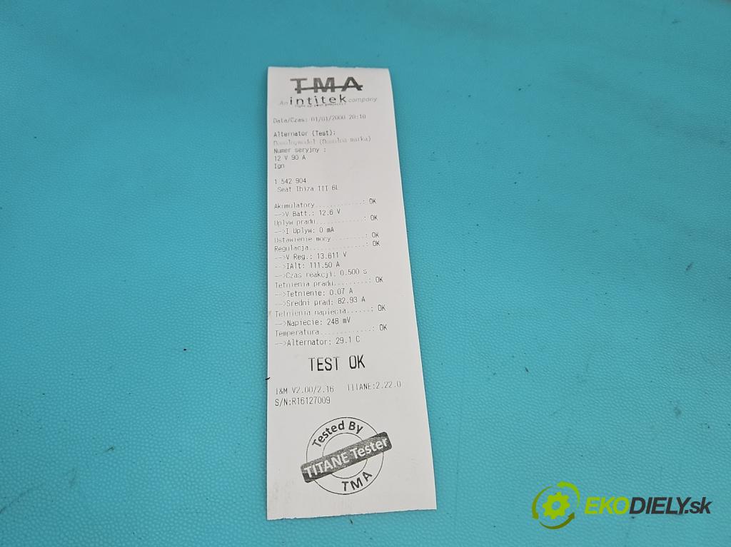 Seat Ibiza III 6L 2002-2008 1.4 16V 75 HP manual 55 kW 1390 cm3 5- Alternator 037903025M (Alternátor)