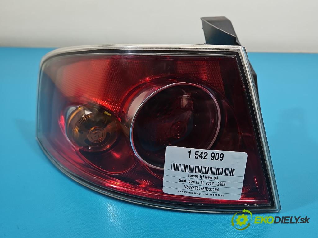 Seat Ibiza III 6L 2002-2008 1.4 16V 75 HP manual 55 kW 1390 cm3 5- svetlo / reflektor zadné ľavé 6L6945095C (Kľučka dverí ostatné)
