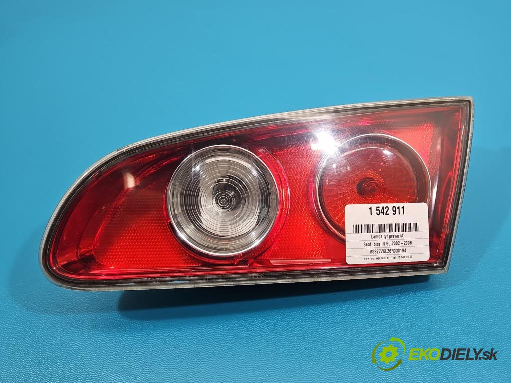 Seat Ibiza III 6L 2002-2008 1.4 16V 75 HP manual 55 kW 1390 cm3 5- svetlo / reflektor zadné pravé 6L6945094 (Kľučka dverí ostatné)