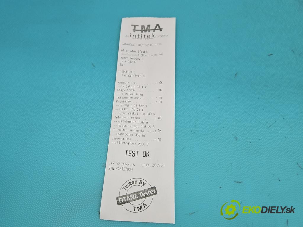 Kia Carnival II 2005-2014 2.9 crdi 185 HP manual 136 kW 2902 cm3 5- Alternator 37300-4X900 (Alternátor)