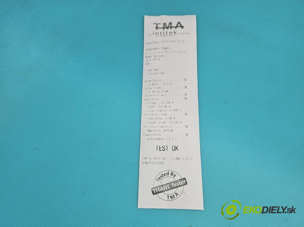 Citroen DS4 11-15 2.0 hdi 163 HP manual 120 kW 1997 cm3 5- Alternator 9678048880 (Alternátor)