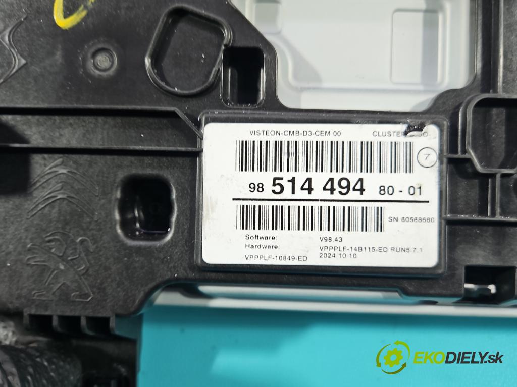 Opel Grandland 2017–2024 1.2 T 131 hp manual 96 kW 1199 cm3 5- Přístrojová deska 9851449480 (Přístrojová deska)