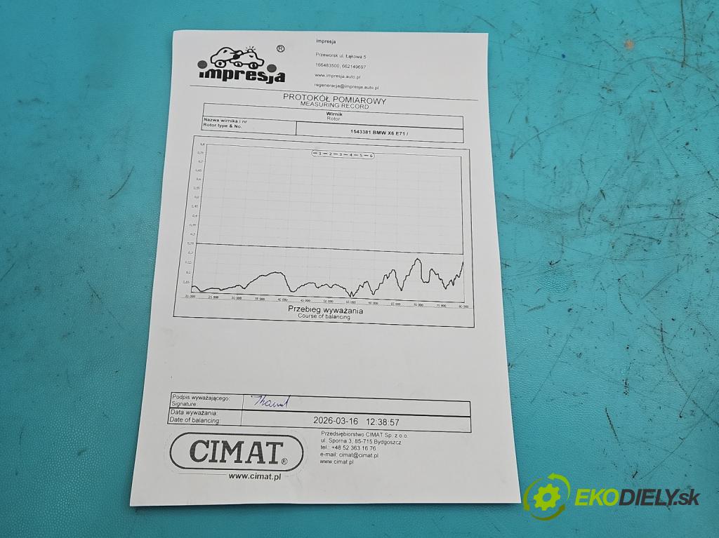 Bmw X6 E71 2007–2014 3.0d 306KM automatic 225 kW 2993 cm3 5- turbodúchadlo, turbo repasovaná 53269700005