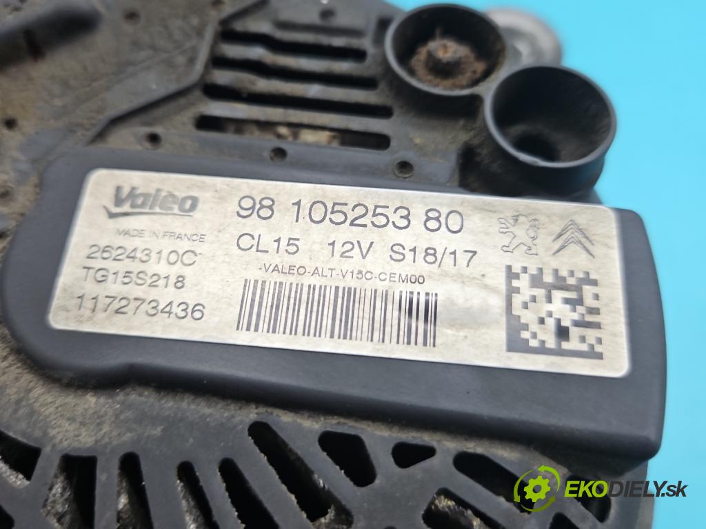Peugeot 208 I 2012-2019 1.6 hdi 75 HP manual 55 kW 1560 cm3 5- Alternator 9810525380 (Alternátor)