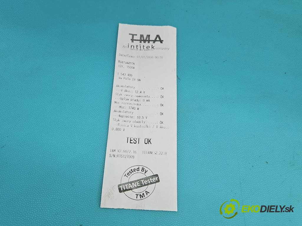 Vw Polo IV 9N 2001-2009 1.9 sdi 64 hp manual 47 kW 1896 cm3 5- startér:  (Startér)