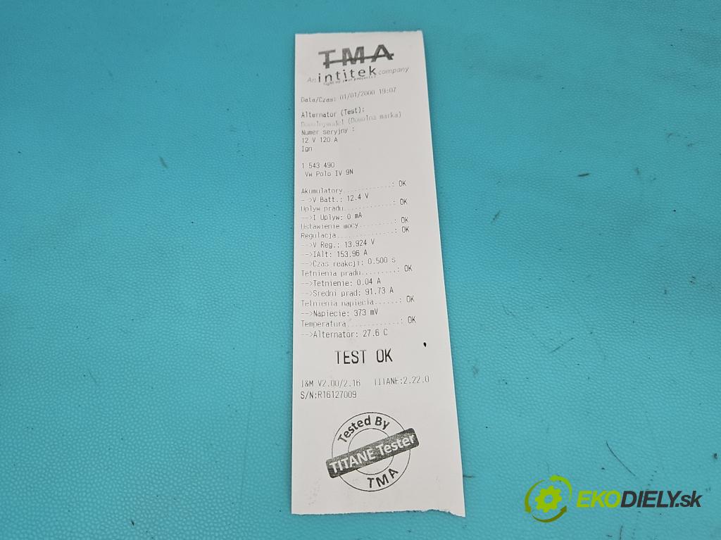 Vw Polo IV 9N 2001-2009 1.9 sdi 64 HP manual 47 kW 1896 cm3 5- Alternator 028903028E (Alternátor)