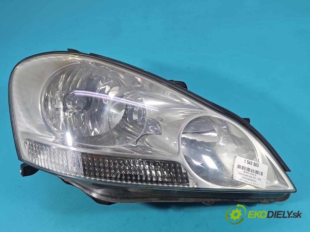 Toyota Avensis Verso 2001-2009 2.0 vvti 150 HP manual 110 kW 1998 cm3 5- Reflektor: pravý  (Svetlo predné pravé)