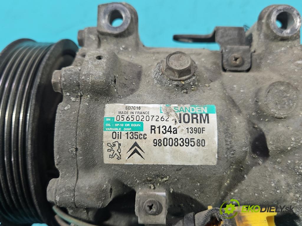 Peugeot 5008 I 2009-2017 1.6 hdi 111KM manual 82 kW 1560 cm3 5- Kompresor: klíma 9800839580 (Kompresor klimatizace)