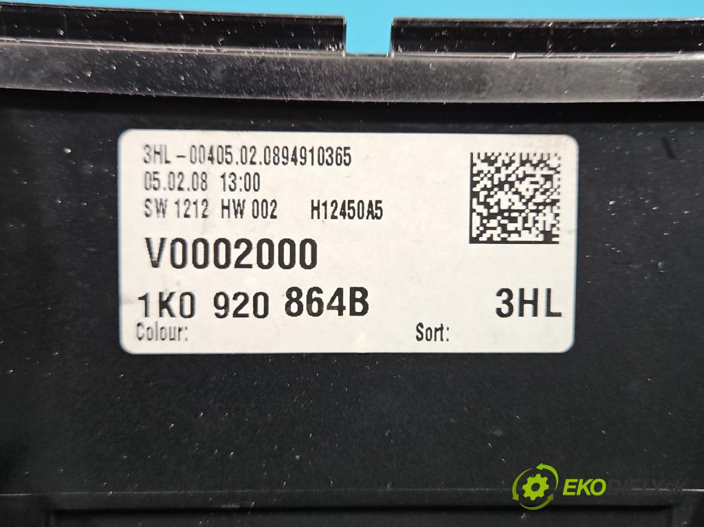 Vw Jetta V 2005-2010 1.9 tdi 105 HP manual 77 kW 1896 cm3 4- prístrojovka/ budíky 1K0920864B (Prístrojová doska)