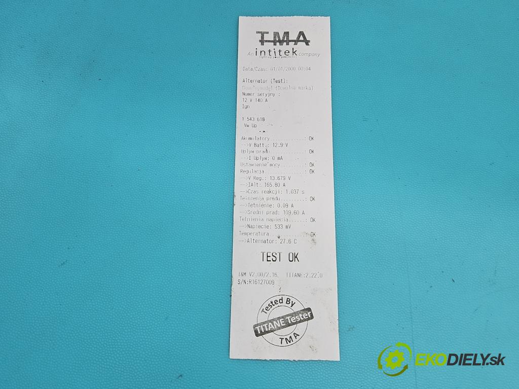 Vw Up 1.0 MPI 60 HP manual 44 kW 999 cm3 3- Alternator 04C903026F (Alternátor)