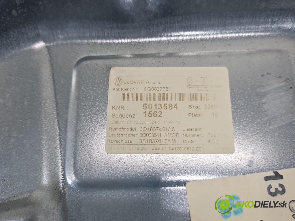 Vw Polo IV 9N 2001-2009 1.9 tdi 101 HP manual 74 kW 1896 cm3 5- mechanizmus okna predné ľavý 6Y2959802