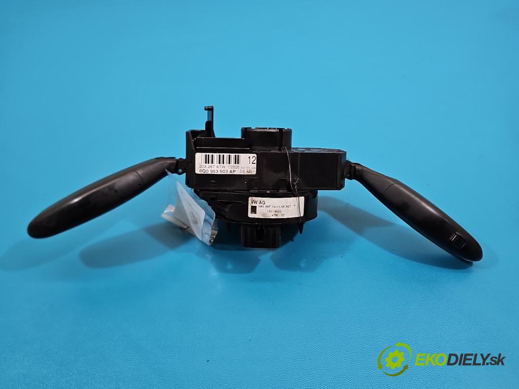 Vw Polo IV 9N 2001-2009 1.9 tdi 101 HP manual 74 kW 1896 cm3 5- prepínač komplex: 6Q0953503AP (Prepínacie páčky pod volantom)