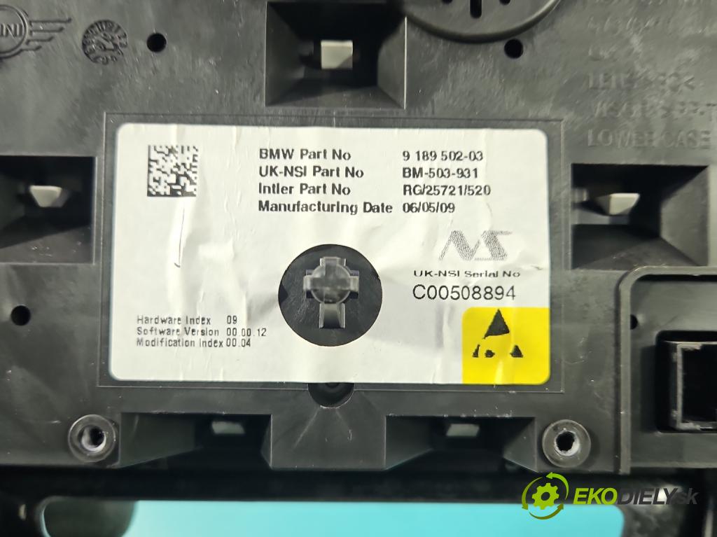 Mini One II 2006-2013 1.4 16V 95 HP manual 70 kW 1397 cm3 3- prístrojovka/ budíky 9189502-03 (Prístrojová doska)