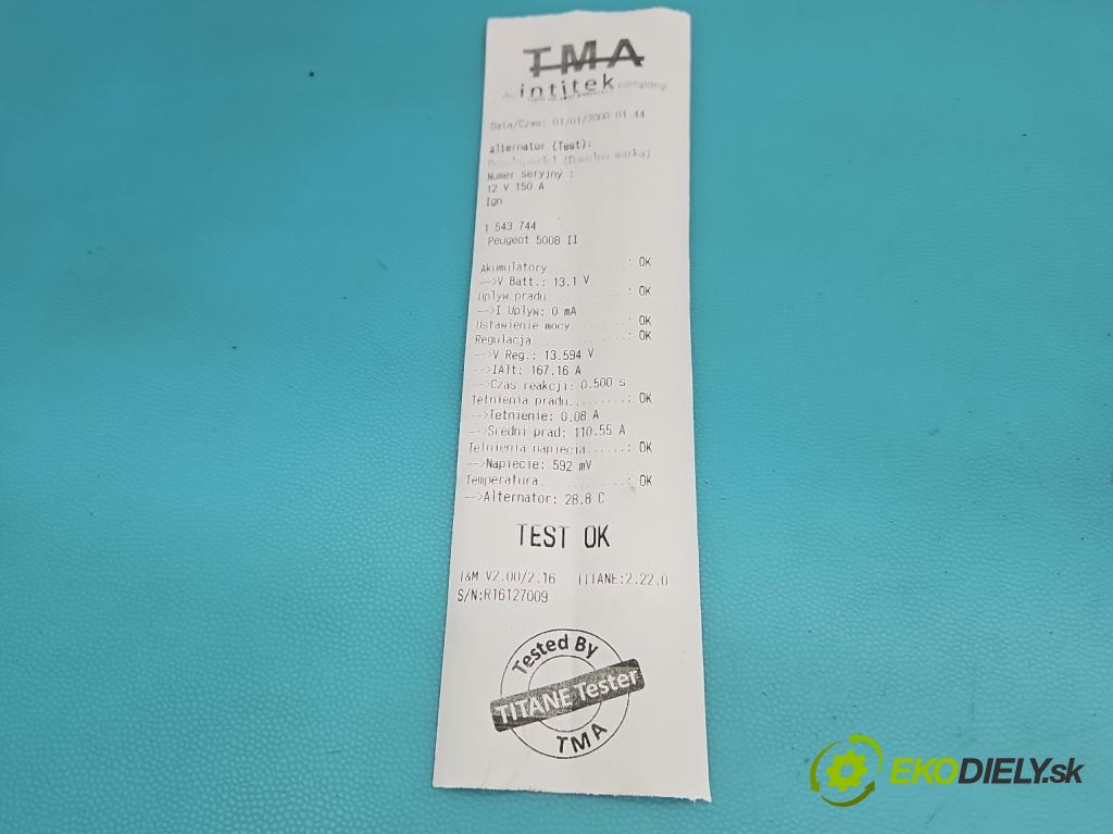 Peugeot 2008 II 2019- 1.2 12V 131 HP automatic 96 kW 1199 cm3 5- Alternator 9835688980 (Alternátor)