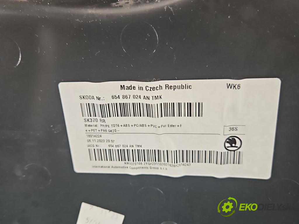 Skoda Kamiq 1.0 TSI 110 hp automatic 81 kW 999 cm3 5- Tapacír: dveře zadní pravé