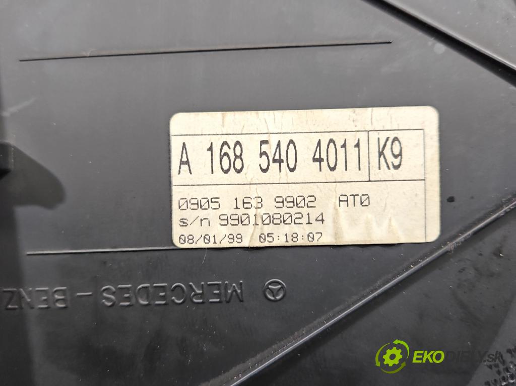 Mercedes A W168 1997-2004 1.6 102 HP manual 75 kW 1598 cm3 5- prístrojovka/ budíky A1685404011 (Prístrojová doska)