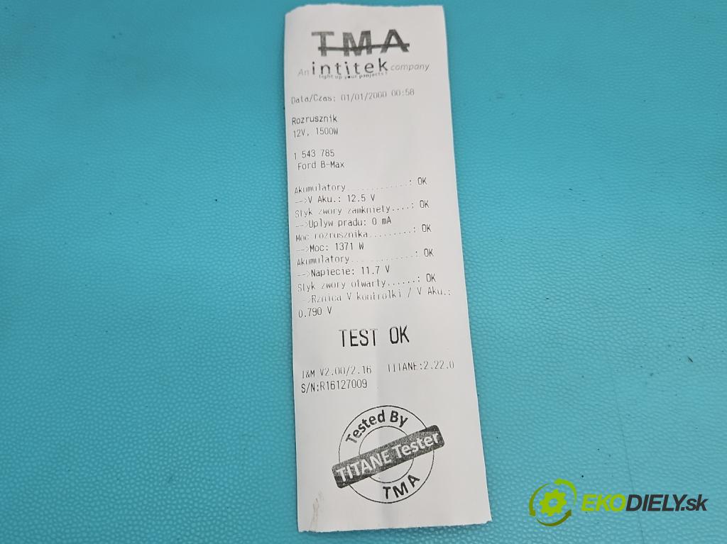 Ford B-Max  1.0 T 101 hp manual 74 kW 998 cm3 5- startér: CV6T-11000-AB (Startér)