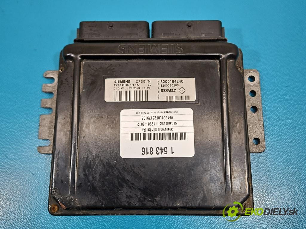Renault Clio II 1998-2012 1.4 16V 98 HP manual 72 kW 1390 cm3 5- riadiaca jednotka motora 8200164240