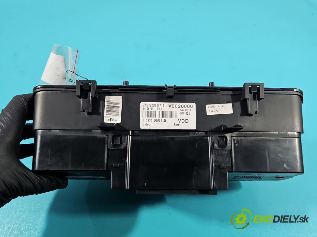 Vw Touran I 2003-2015 1.9 tdi 105 HP manual 77 kW 1896 cm3 5- prístrojovka/ budíky 1T0920861A (Prístrojová doska)