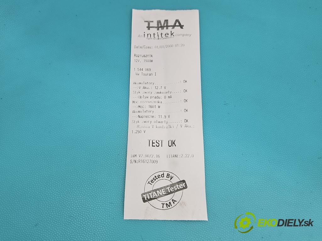 Vw Touran I 2003-2015 1.9 tdi 105 hp manual 77 kW 1896 cm3 5- startér:  (Startér)