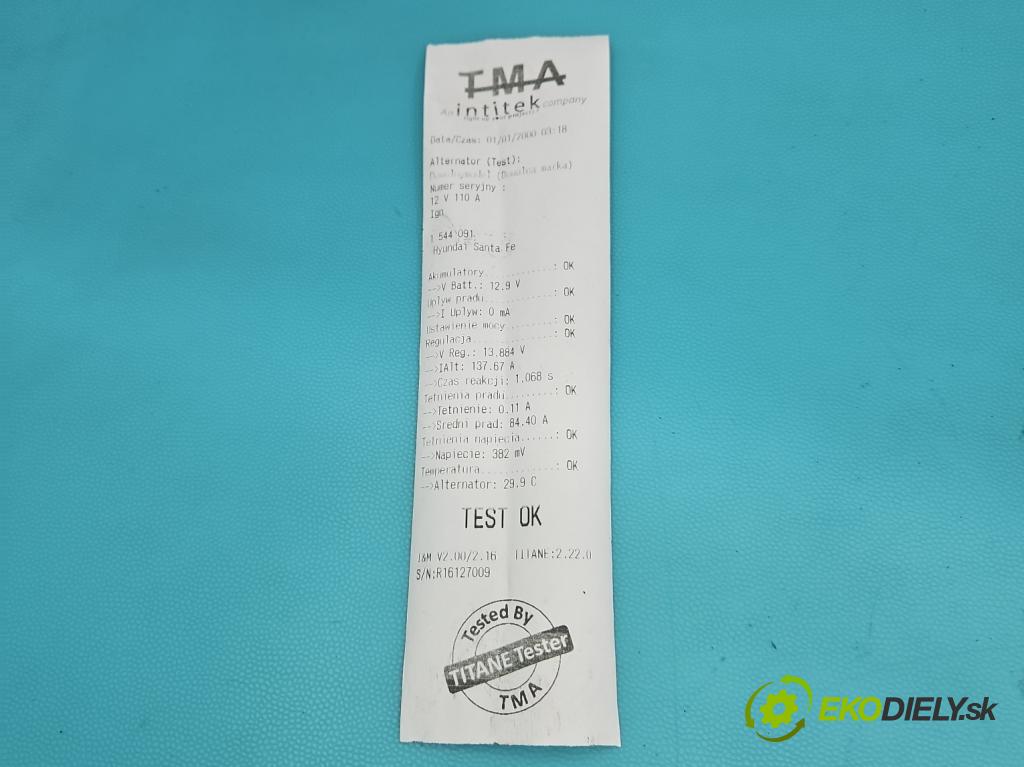 Hyundai Santa Fe 2000-2006 2.4 16V 150 HP manual 110 kW 2400 cm3 5- Alternator (Alternátor)