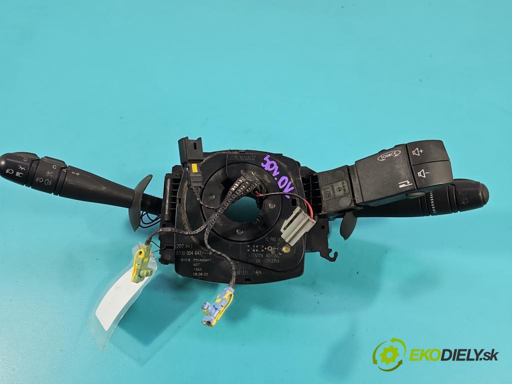 Renault Espace IV 2003-2014 2.2 dci 150 HP manual 110 kW 2188 cm3 5- prepínač komplex: 8200012244 (Prepínacie páčky pod volantom)