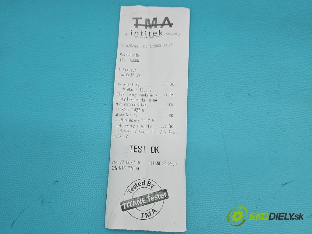 Vw Golf IV 1997-2003 1.4 16V 75 hp manual 55 kW 1390 cm3 5- startér:  (Startér)