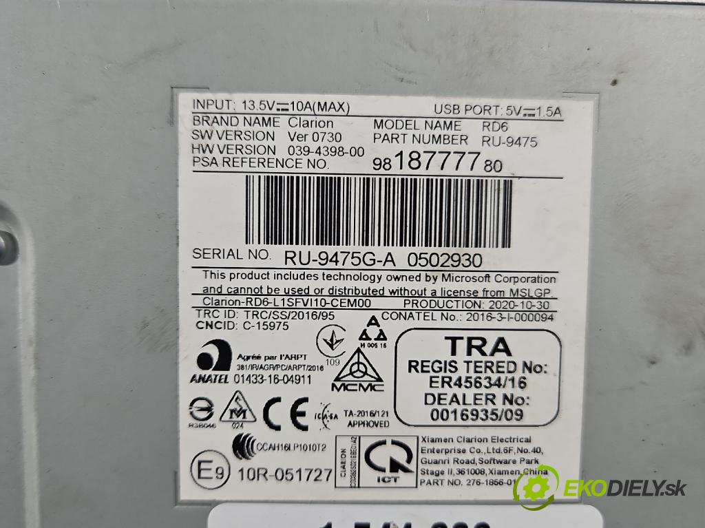 Toyota Proace City 1.5 D4D 131 HP automatic 96 kW 1499 cm3 5- Radio originál 9818777780