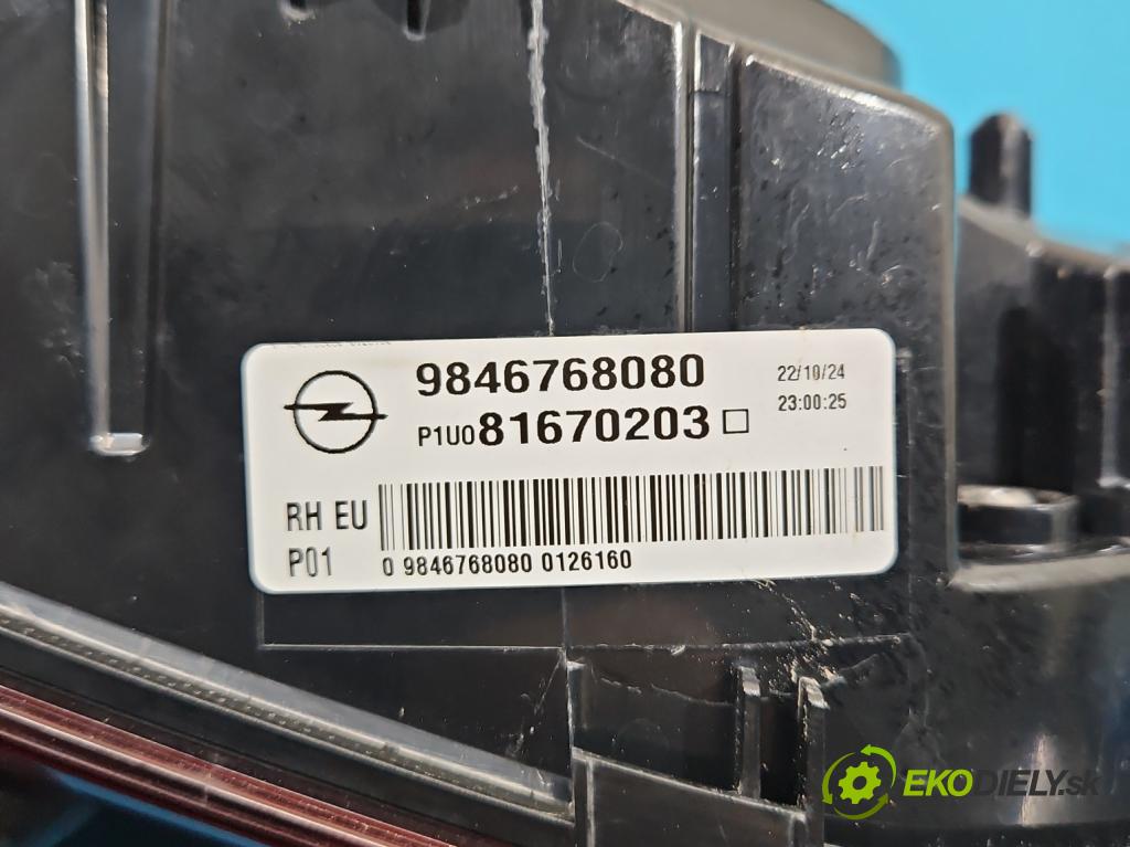 Opel Grandland 2017–2024 1.2 T 131 HP automatic 96 kW 1199 cm3 5- svetlo / reflektor zadné pravé 9846768080 (Kľučka dverí ostatné)