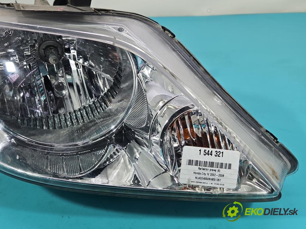 Honda City IV 2002-2008 1.4 83 HP manual 61 kW 1339 cm3 4- Reflektor: pravý  (Svetlo predné pravé)