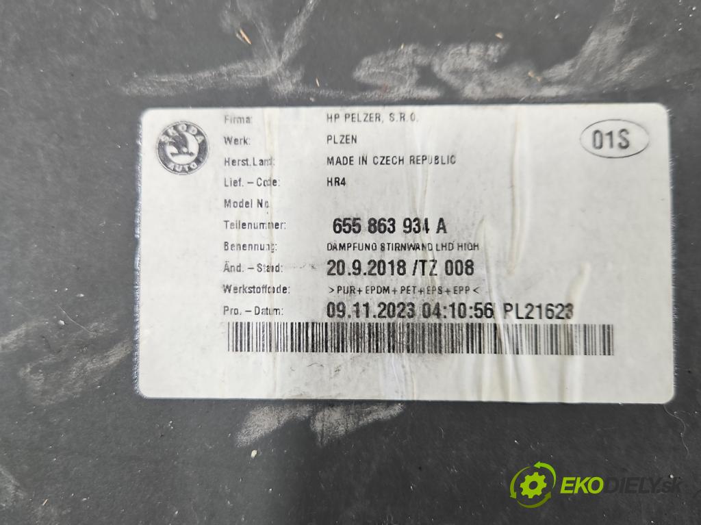 Skoda Kamiq 1.0 TSI 110 hp automatic 81 kW 999 cm3 5- zvuková izolace 655863934A