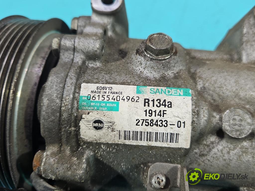Mini One II 2006-2013 1.4 16V 95 hp manual 70 kW 1397 cm3 3- Kompresor: klíma 2758433-01 (Kompresor klimatizace)