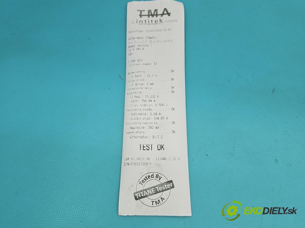 Citroen Jumper II 2006-2014 2.2 hdi 131 hp manual 96 kW 2198 cm3 5- Alternator  (Alternátor)