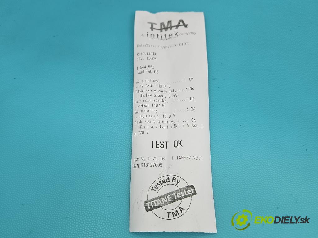 Audi A6 C5 1997-2004 2.4 V6 165 hp manual 121 kW 2393 cm3 4- startér: 0001108174 (Startér)