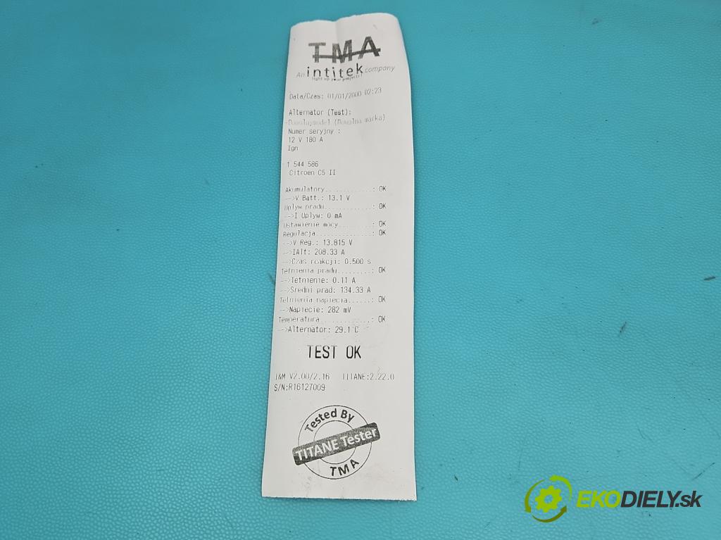 Citroen C5 II 2008-2017 1.6 hdi 114 HP automatic 84 kW 1560 cm3 4- Alternator A623000A (Alternátor)