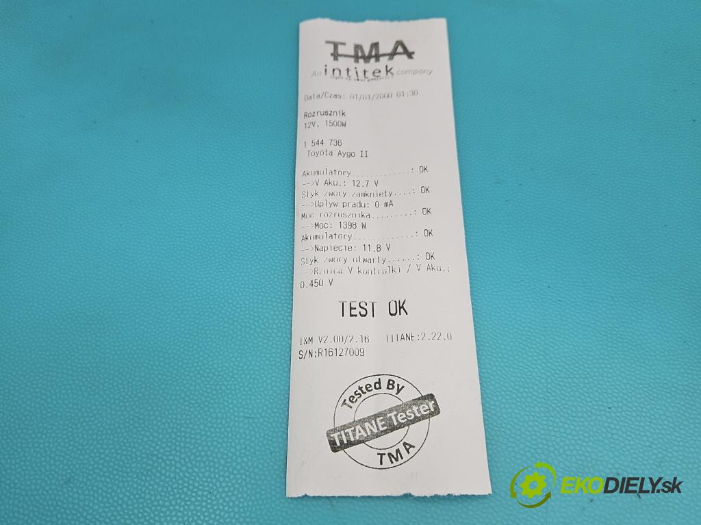 Toyota Aygo II 2014-2022 1.0 vvti 72 hp manual 53 kW 998 cm3 5- startér: TS12E200 (Startér)