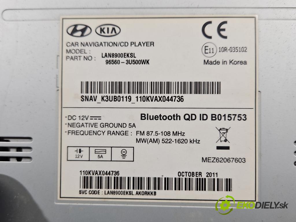Kia Sportage III 2010-2015 2.0 crdi 184hp automatic 135 kW 1995 cm3 5- Radio originál 96560-3U500WK