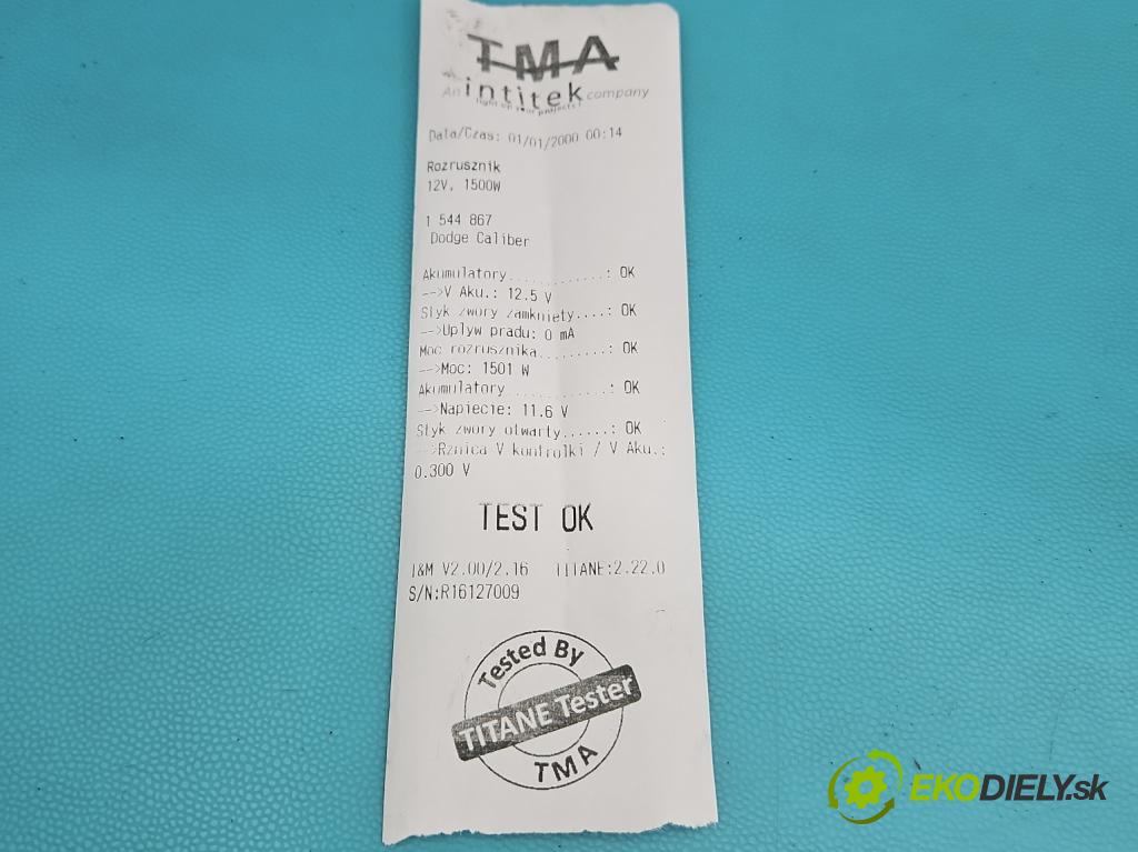 Dodge Caliber 1.8 16V 150 hp manual 110 kW 1799 cm3 5- startér: 05034555AA (Startér)