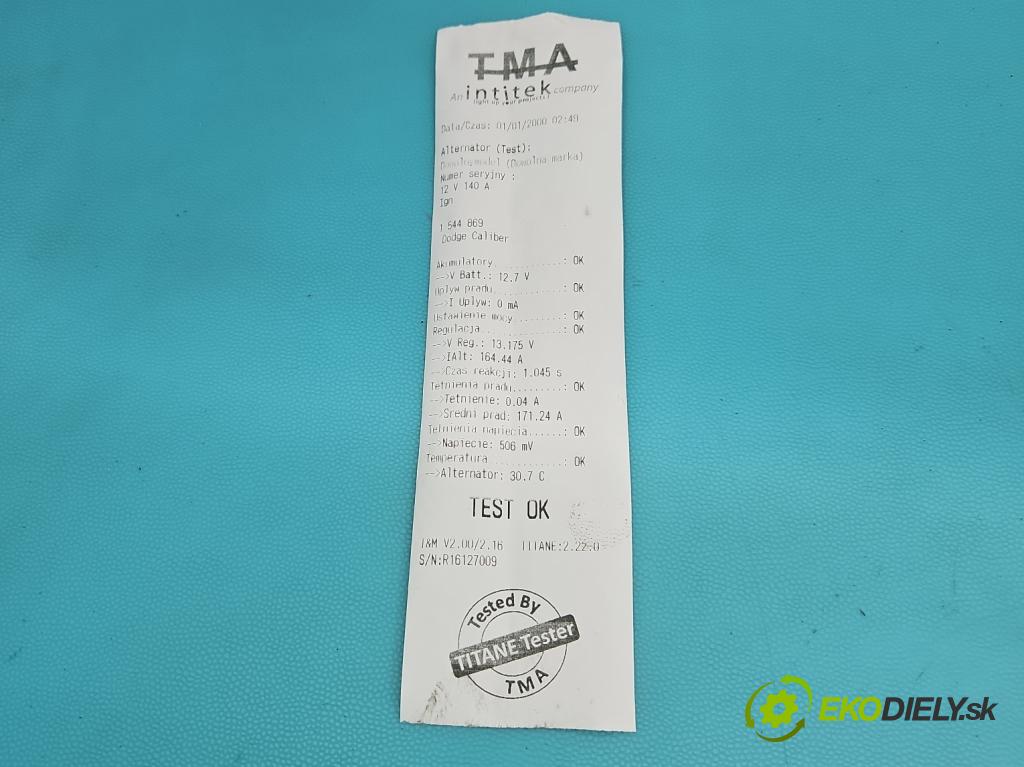 Dodge Caliber 1.8 16V 150 HP manual 110 kW 1799 cm3 5- Alternator 4801323AD (Alternátor)