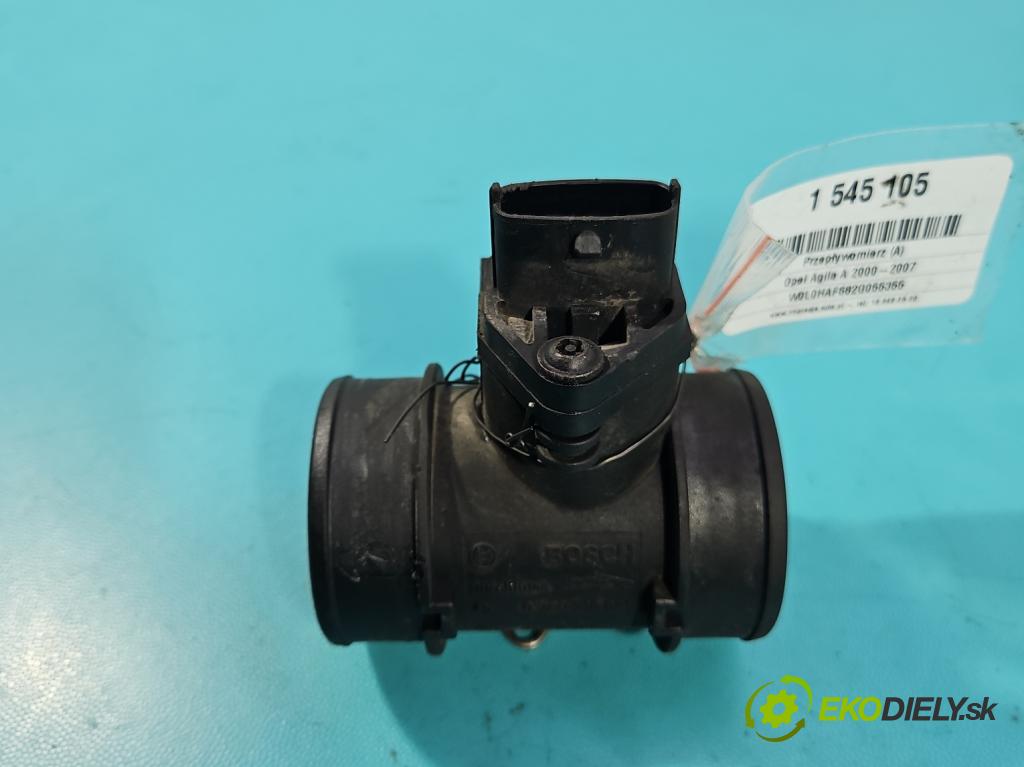 Opel Agila A 2000-2007 1.2 16V 75 HP manual 55 kW 1199 cm3 5- průtokoměr: 0280218031 (Váha vzduchu)