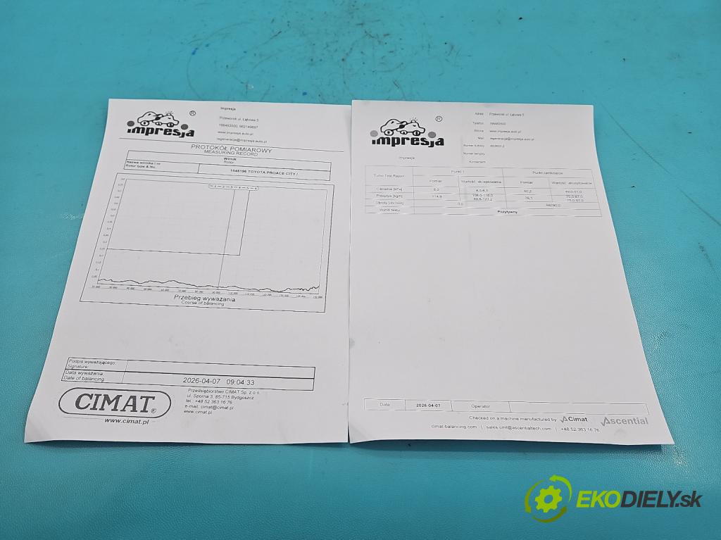 Toyota Proace City 1.5 D4D 131 HP automatic 96 kW 1499 cm3 5- turbodúchadlo, turbo repasovaná 853603-2