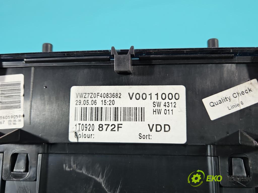 Vw Touran I 2003-2015 2.0 tdi 170 hp automatic 125 kW 1968 cm3 5- Přístrojová deska 1T0920872F (Přístrojová deska)