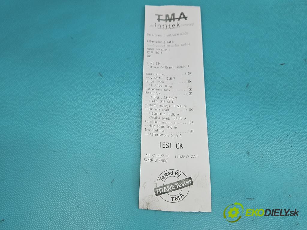 Citroen C4 Grand picasso I 2006-2013 2.0 hdi 136 HP automatic 100 kW 1997 cm3 5- Alternator 9661544880 (Alternátor)