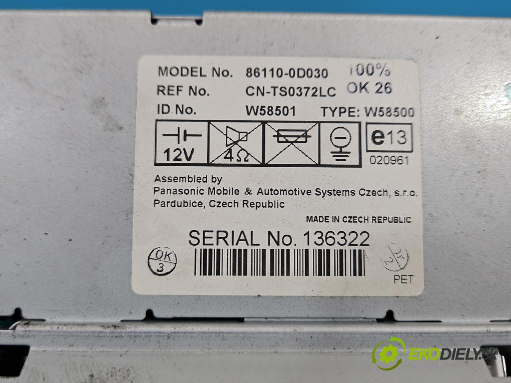 Toyota Yaris I 1999-2005 1.0 vvti 65 HP manual 48 kW 998 cm3 3- Zobrazit: 86110-0D030 (Prístrojová doska)