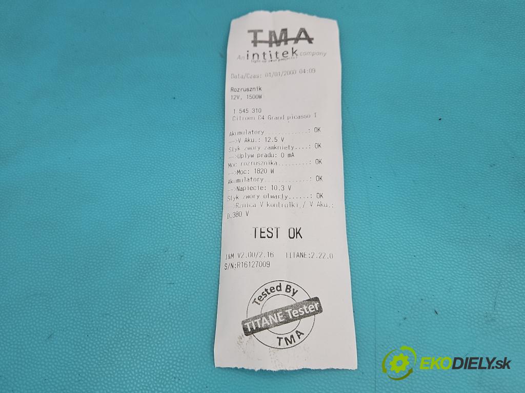 Citroen C4 Grand picasso I 2006-2013 2.0 hdi 136 HP automatic 100 kW 1997 cm3 5- štartér 9654561480 (Štartér)