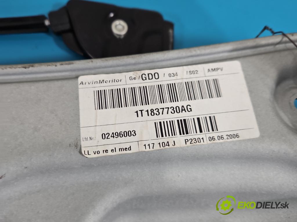 Vw Touran I 2003-2015 2.0 tdi 170 hp automatic 125 kW 1968 cm3 5- mechanismus stahování přední pravý 1K0959792G