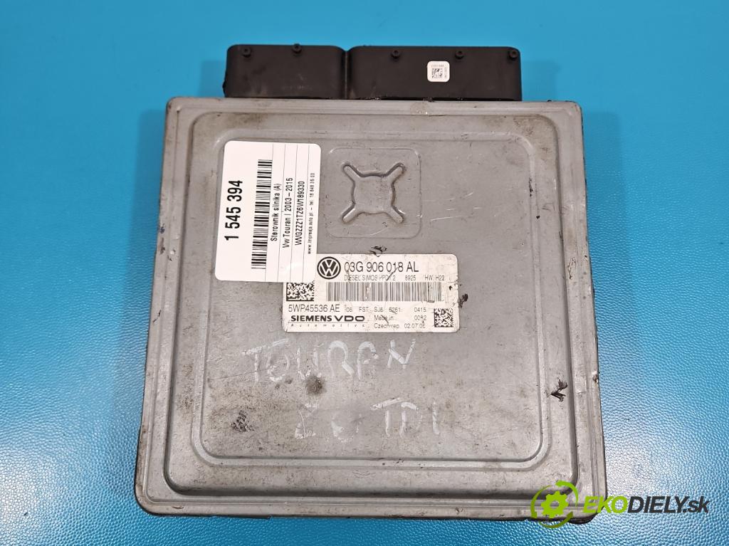 Vw Touran I 2003-2015 2.0 tdi 170 HP automatic 125 kW 1968 cm3 5- riadiaca jednotka motora 03G906018AL