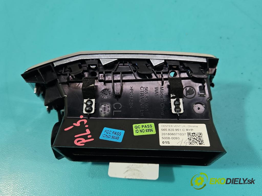 Skoda Kodiaq I 2.0 tdi 150 HP automatic 110 kW 1968 cm3 5- Mřížka: kúrenia stredová 565820951C (Mriežka kúrenia (fukár))