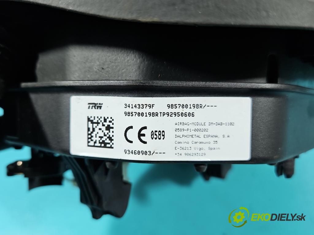 Renault Trafic III 2014 - 2.0 dci 120 HP manual 88 kW 1997 cm3 5- airbag vzduch: Řidiči: 985700198R (Airbag)